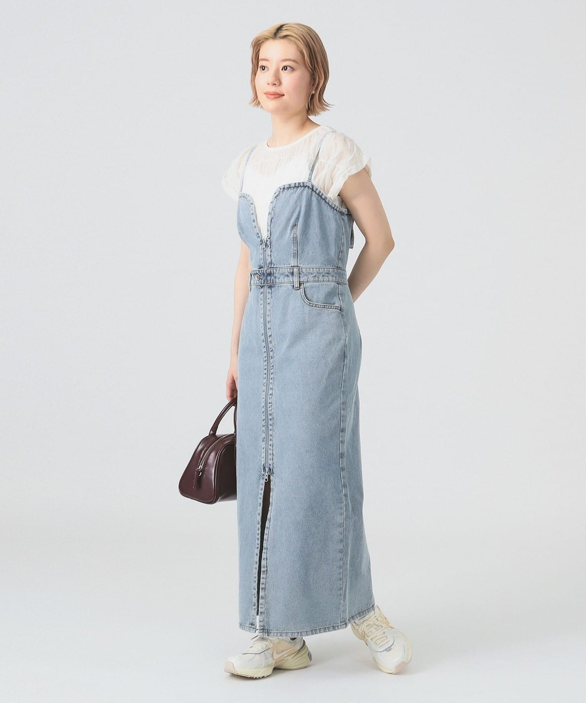 デニム ジップ キャミ ワンピース ワンピース WOMEN BLUE 1 デニム ジップ キャミ ワンピース ワンピース WOMEN BLUE 1