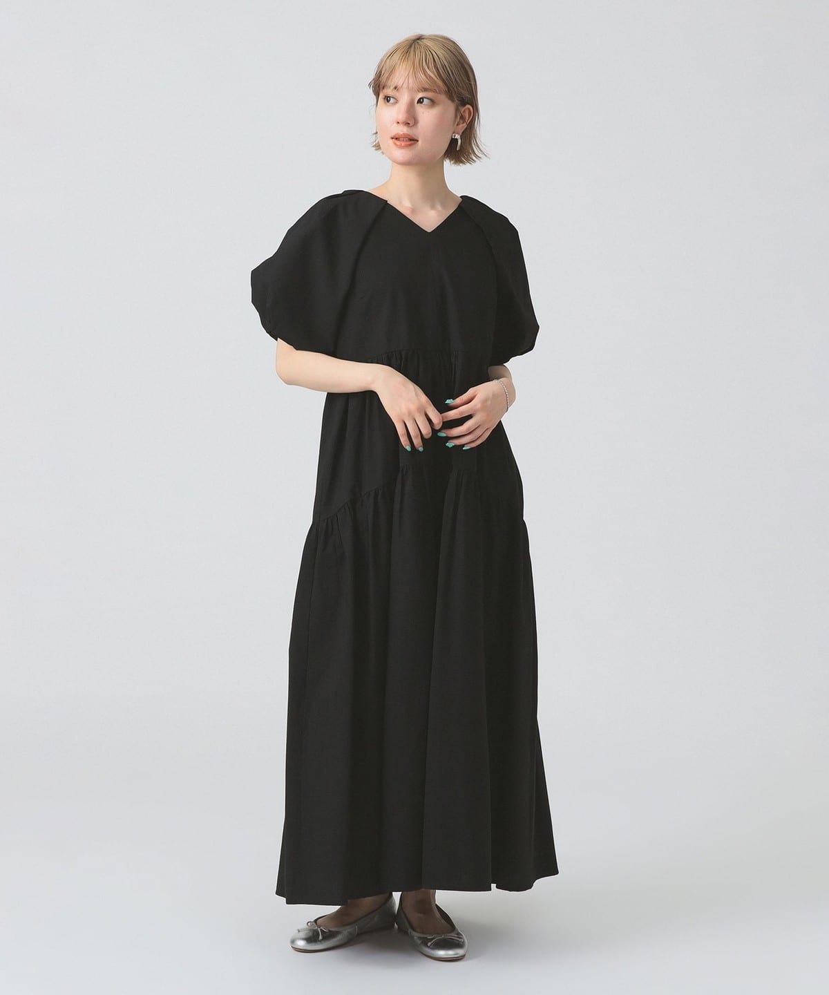 新品未使用】MACPHEE コットンサッカーコンビ パフスリーブ