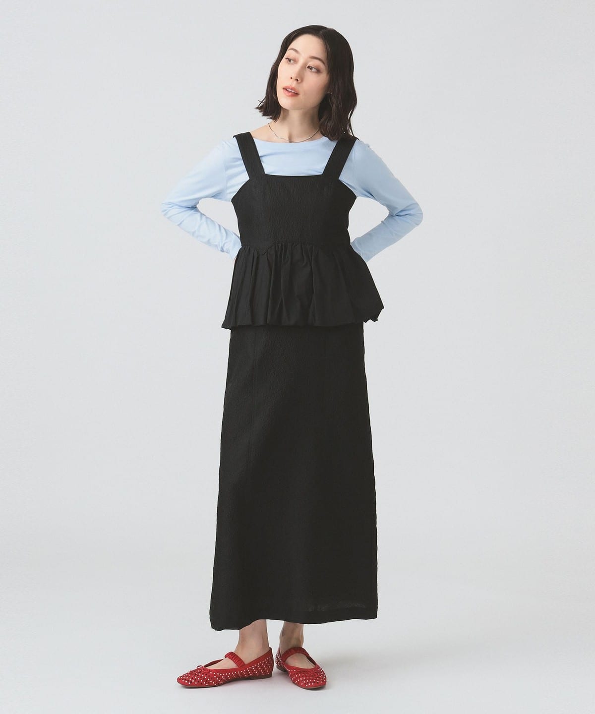 バルーン ペプラム ワンピース ワンピース WOMEN BLACK 1 バルーン ペプラム ワンピース ワンピース WOMEN BLACK 1