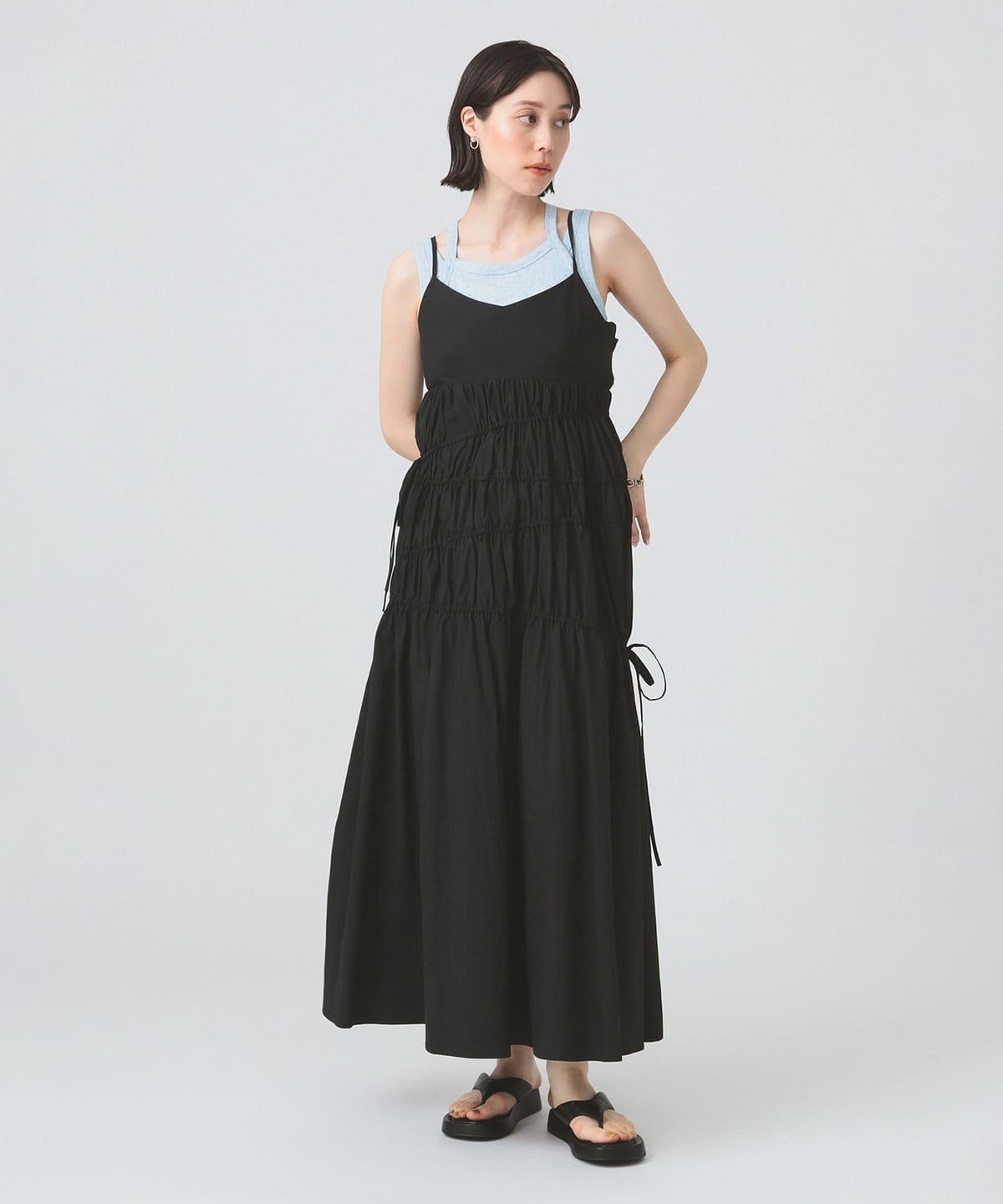 シャーリング キャミ ワンピース ワンピース WOMEN BLACK 1 シャーリング キャミ ワンピース ワンピース WOMEN BLACK 1