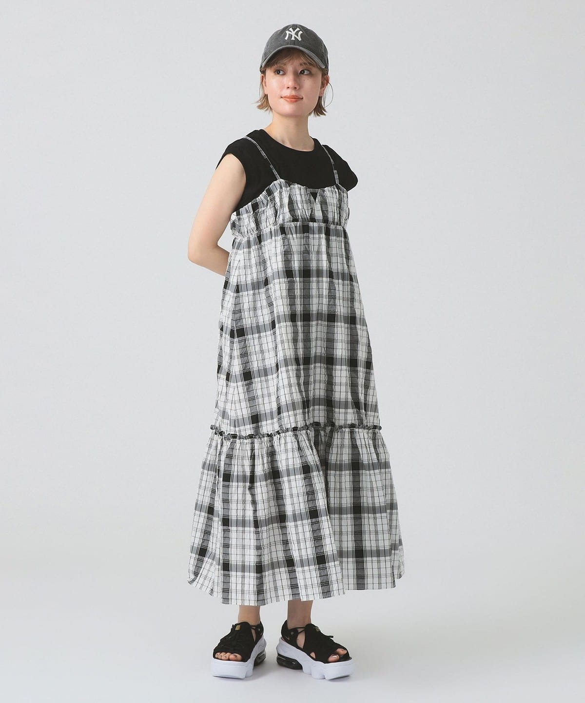 Ray BEAMS（レイ ビームス）チェック ティアード キャミ ワンピース