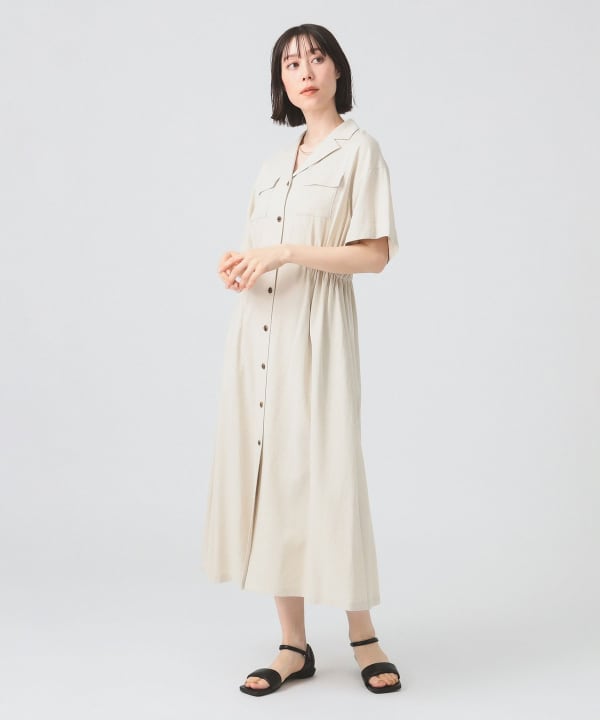 Ray BEAMS ピンク 七分袖 ロングワンピース Ray BEAMS ピンク 七分袖 ロングワンピース - メルカリ