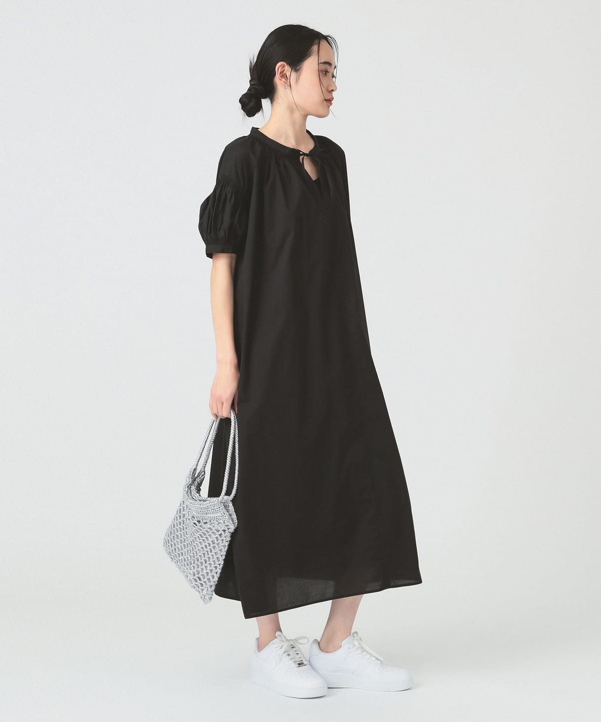 スリットネック ボリューム ワンピース ワンピース WOMEN BLACK ONE SIZE スリットネック ボリューム ワンピース ワンピース WOMEN BLACK ONE SIZE