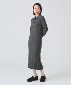 リブ ニット ポロ ワンピース