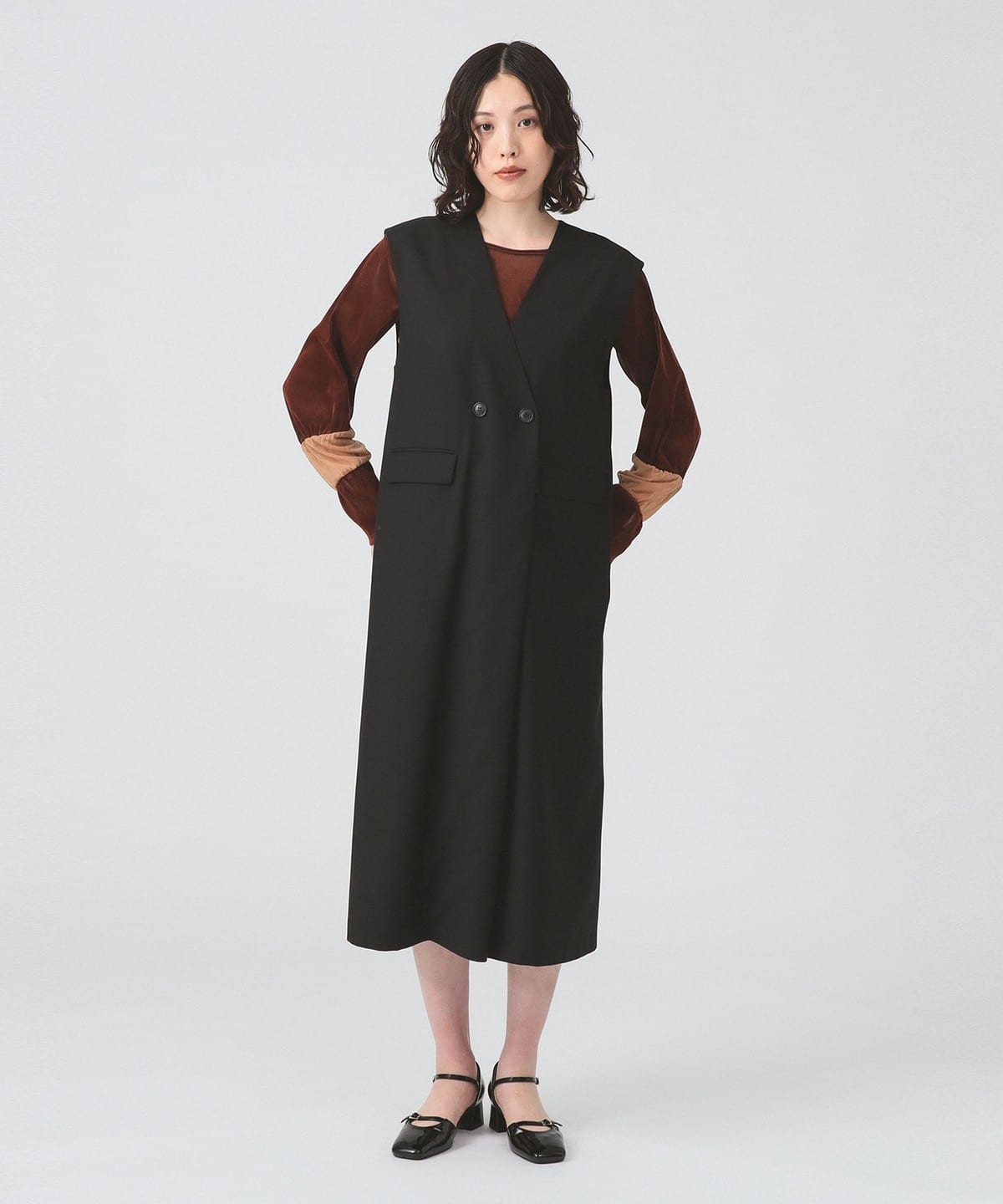 ロング ジレ ワンピース ワンピース WOMEN BLACK 1 ロング ジレ ワンピース ワンピース WOMEN BLACK 1