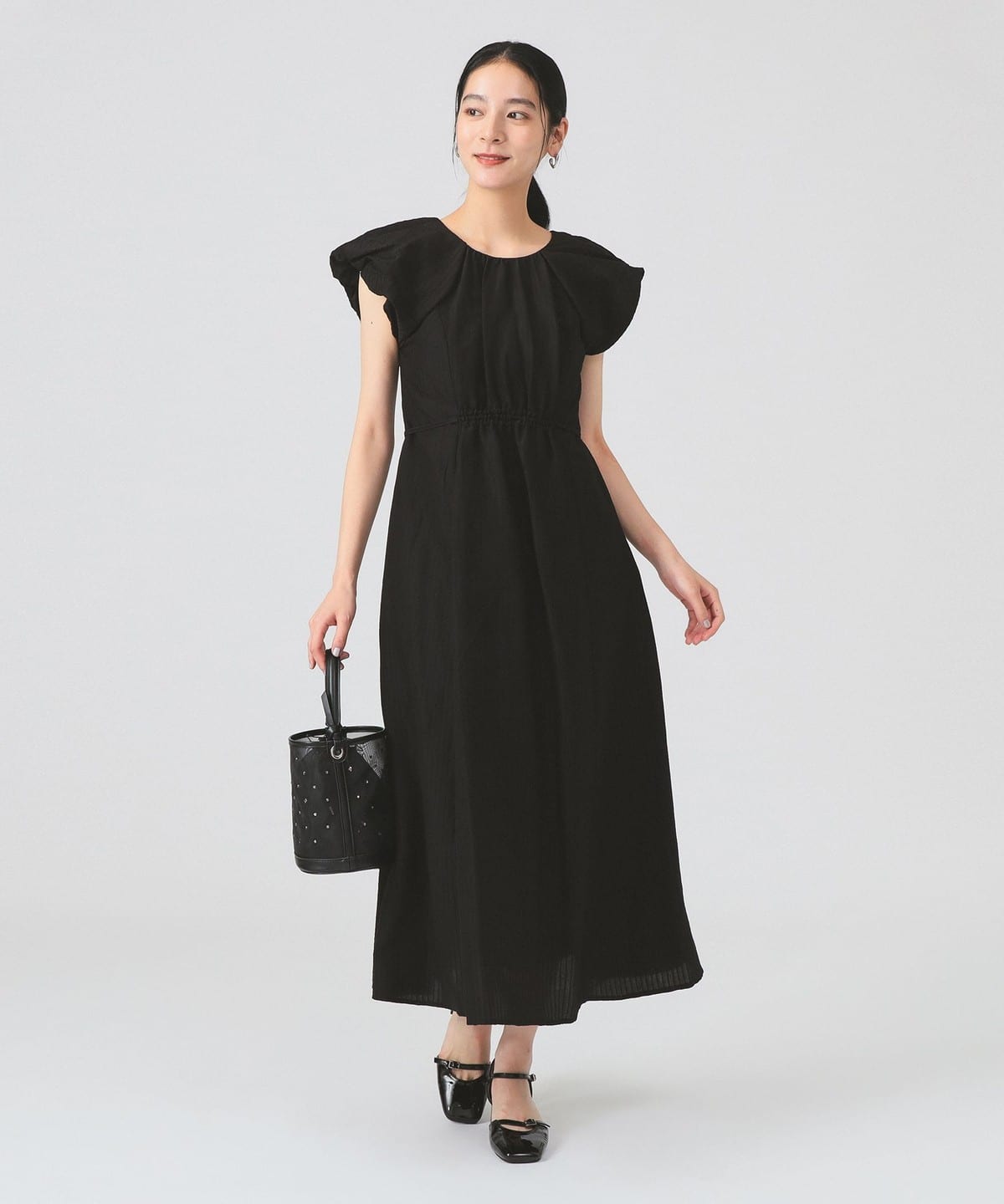 ストライプ フレンチパフ スリーブ ワンピース ワンピース WOMEN BLACK 1 ストライプ フレンチパフ スリーブ ワンピース ワンピース WOMEN BLACK 1