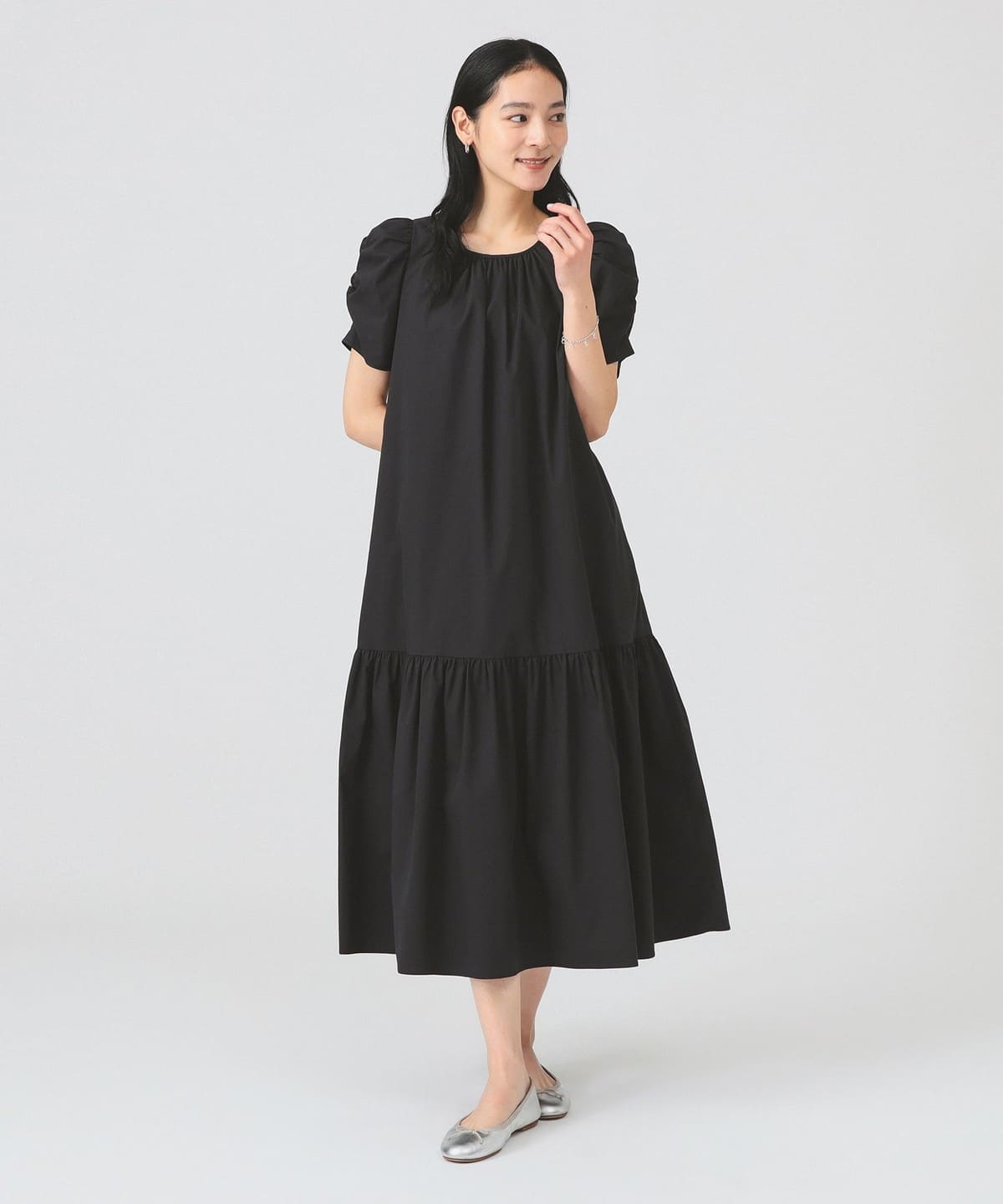 ギャザー パフスリーブ ワンピース ワンピース WOMEN BLACK ONE SIZE ギャザー パフスリーブ ワンピース ワンピース WOMEN BLACK ONE SIZE