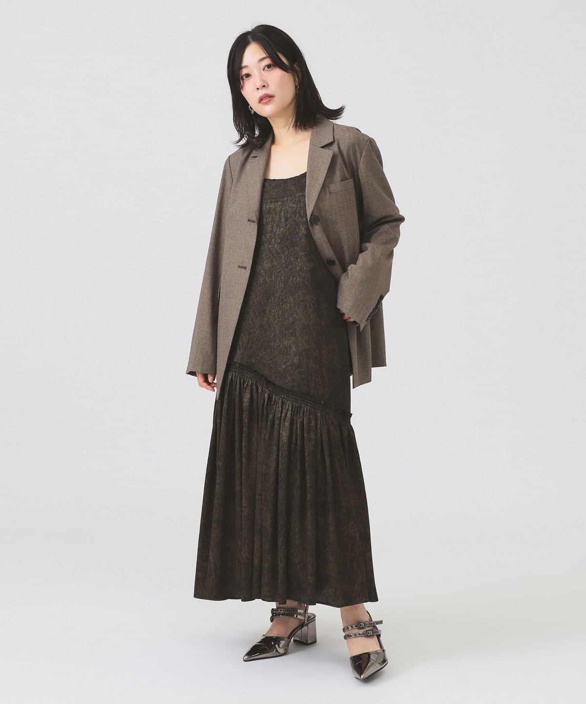 新品タグ付◉ Ray BEAMS RBS ピンタック ギャザー ワンピース Ray BEAMS（レイ ビームス）RBS / ティアード スクエアネック