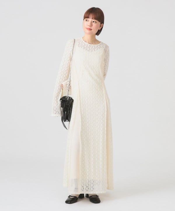 Ray BEAMS（レイ ビームス）レース キリカエ メッシュ ワンピース