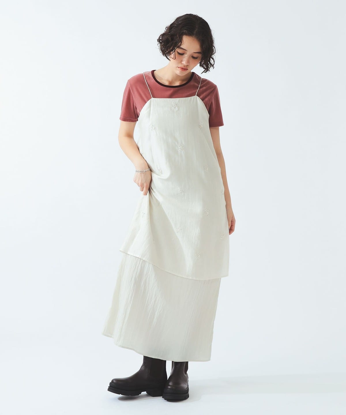 Ray BEAMS（レイ ビームス）ビーズ 刺繍 キャミ ワンピース