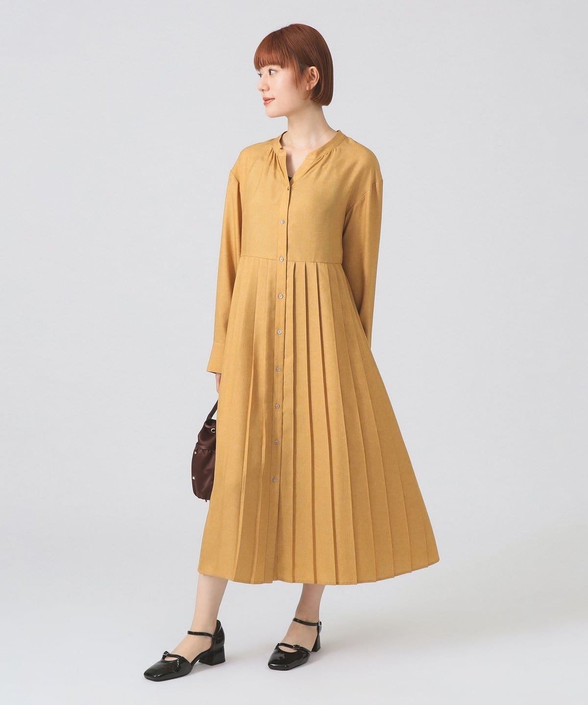 プリーツ キリカエ キーネック ワンピース ワンピース WOMEN BEIGE ONE SIZE プリーツ キリカエ キーネック ワンピース ワンピース WOMEN BEIGE ONE SIZE