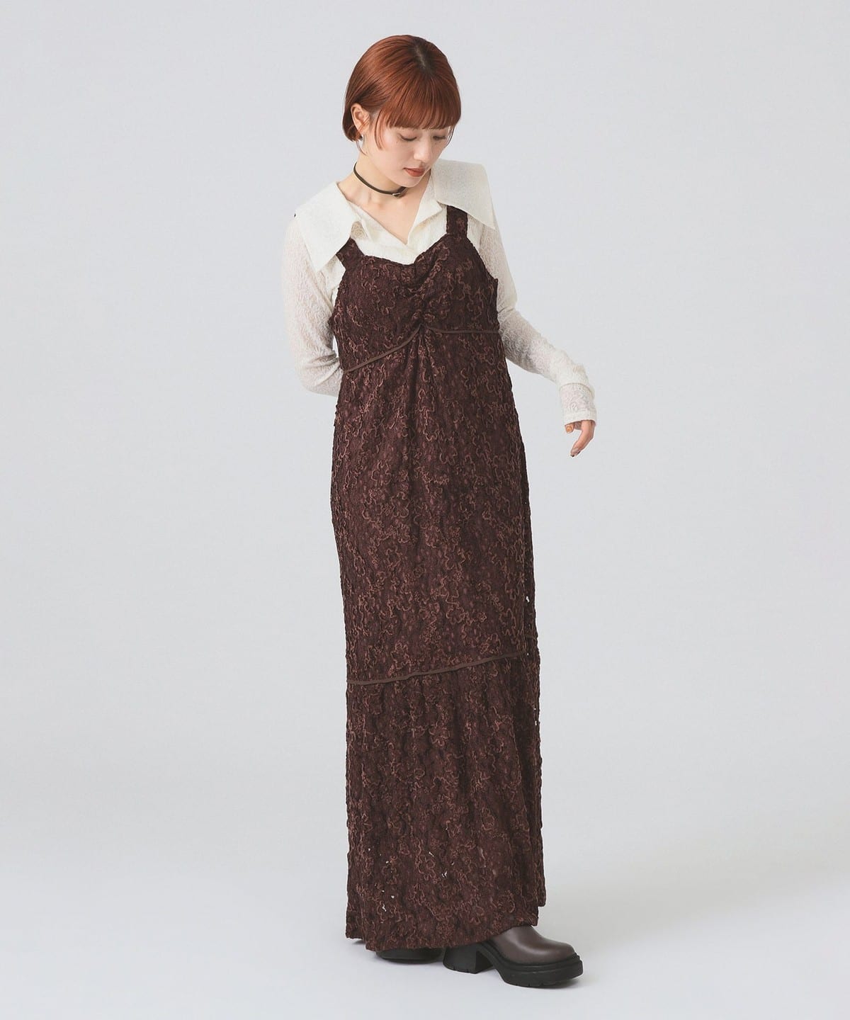 レース ティアード タンクトップ ワンピース ワンピース WOMEN BROWN 0 レース ティアード タンクトップ ワンピース ワンピース WOMEN BROWN 0