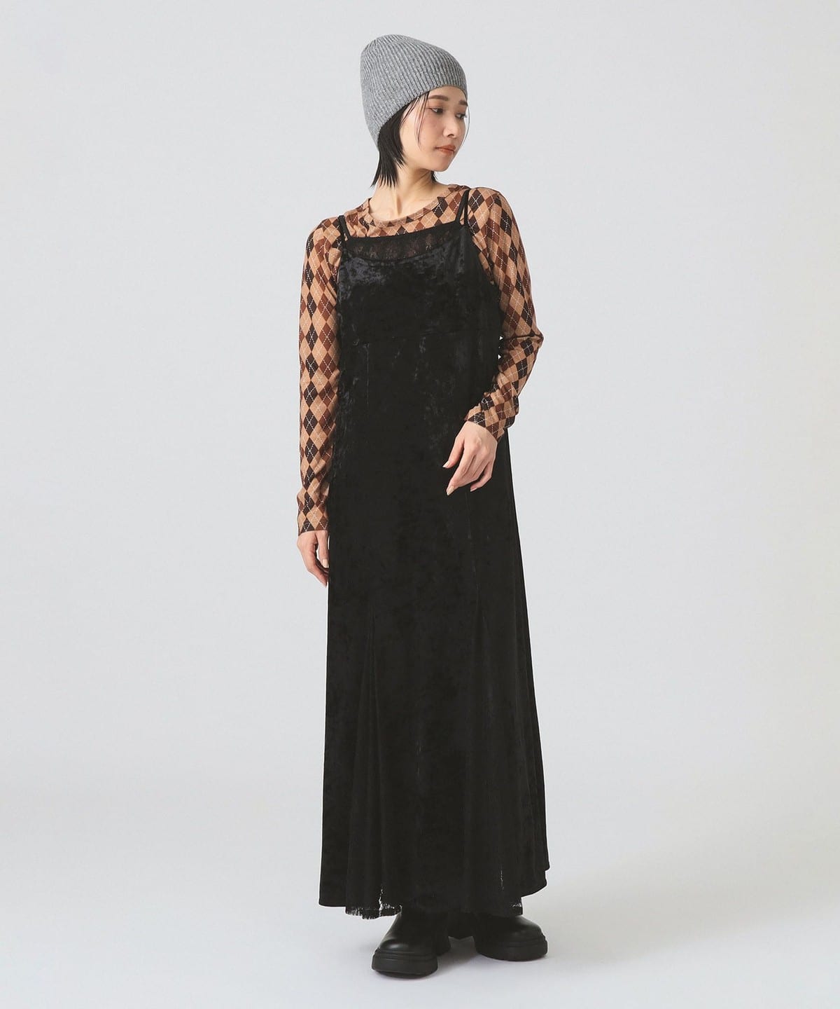 ベロア レース レイヤー ワンピース ワンピース WOMEN BLACK 0 ベロア レース レイヤー ワンピース ワンピース WOMEN BLACK 0