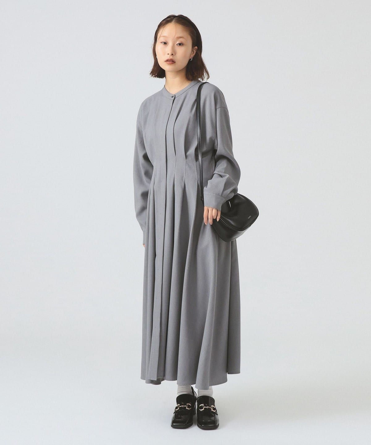 Ray BEAMS（レイ ビームス）タックウエスト バンドカラー ワンピース