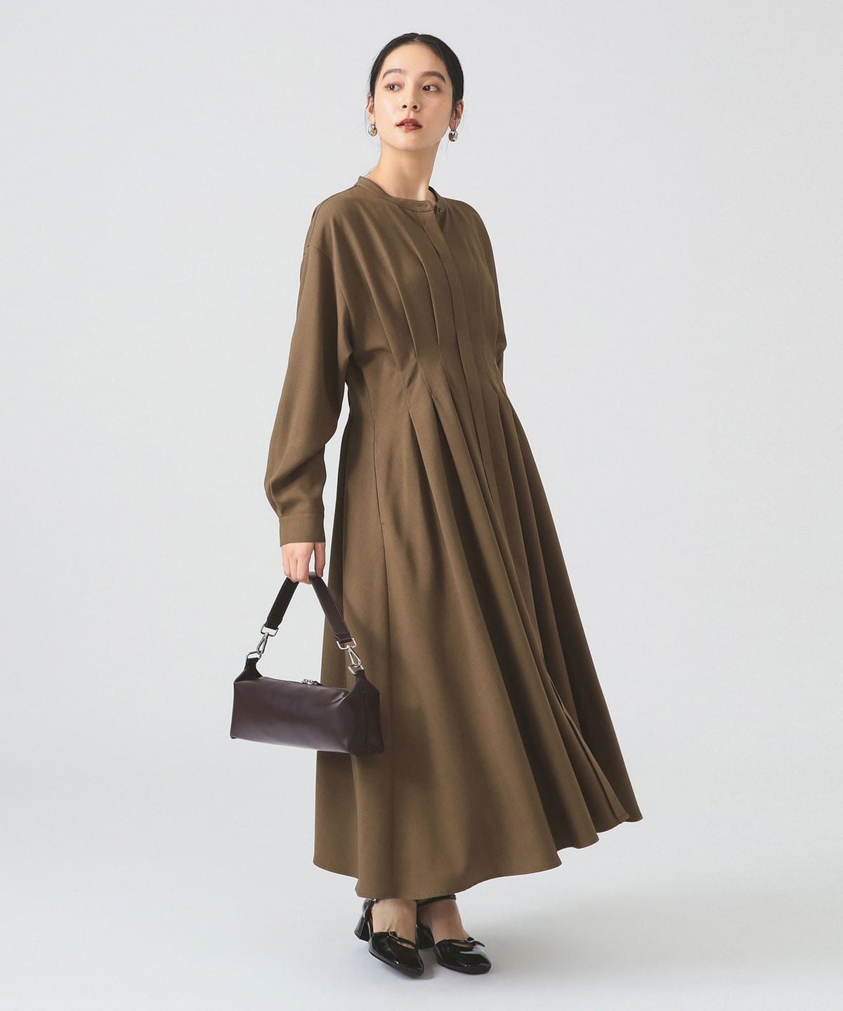 Ray BEAMS（レイ ビームス）タックウエスト バンドカラー ワンピース