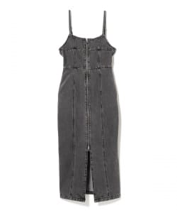 デニム フロントジップ キャミソールワンピース