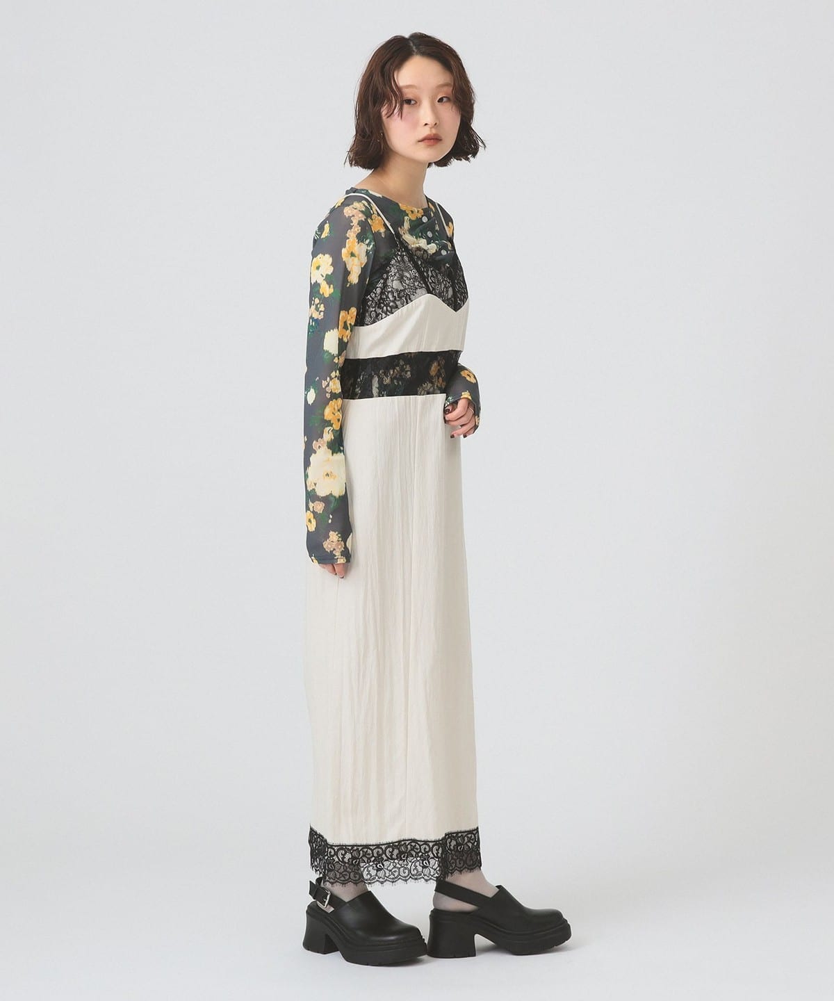 Ray BEAMS（レイ ビームス）レース キリカエ キャミワンピース