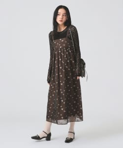 シアー フラワー ジャカード キャミワンピース