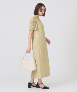 ギャザー パフスリーブ ワンピース