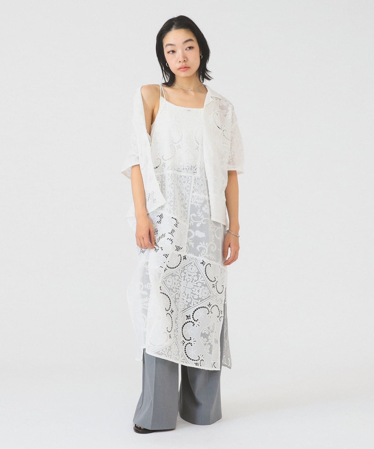 希少 ★ Ralph Lauren パッチワーク　キャミソール　ワンピ　ドレス Ray BEAMS（レイ ビームス）レース パッチワーク キャミ ワンピース