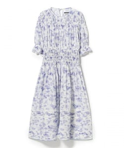 MUVEIL / トワル ド ジュイ プリント スモッキング ワンピース