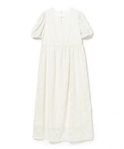 ジャガード パフスリーブ ワンピース