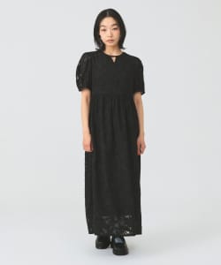 ジャガード パフスリーブ ワンピース