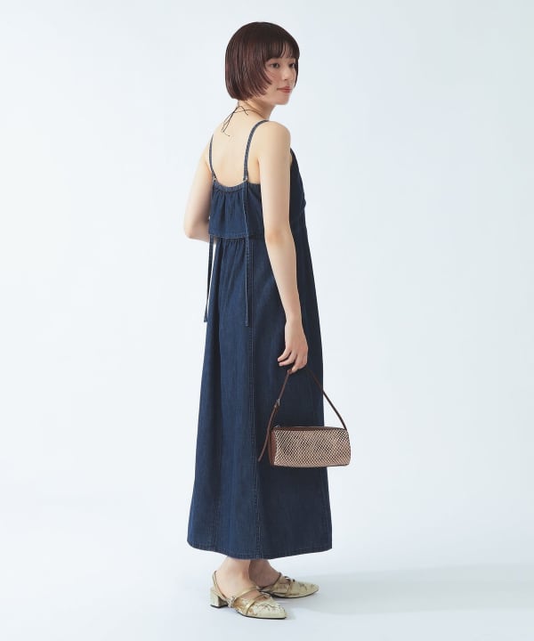 【8/6再値下げ】デニム ジップ フレア ワンピース BEAMS STAFF：H164　Size：ONE SIZE