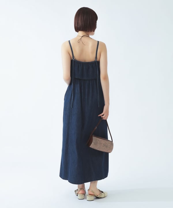 【8/6再値下げ】デニム ジップ フレア ワンピース BEAMS STAFF：H164　Size：ONE SIZE