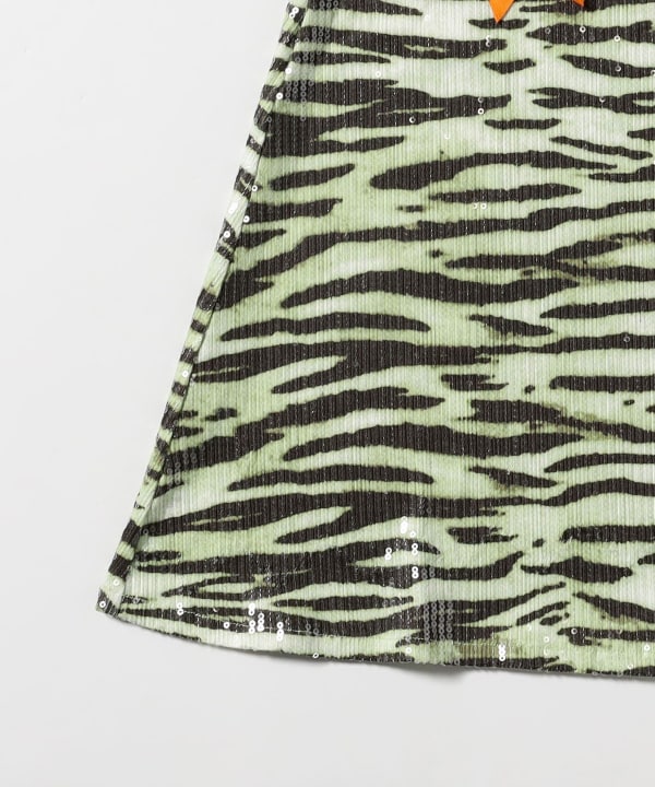 taottao / Green Zebra Sequin Sprinkle Cake Mini Dress