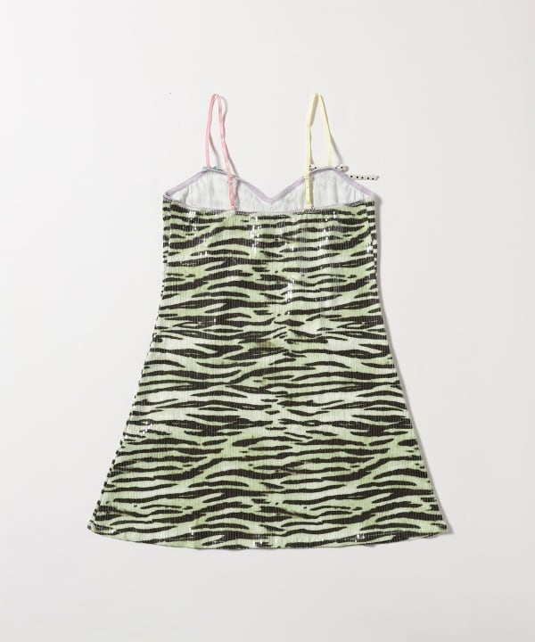 taottao / Green Zebra Sequin Sprinkle Cake Mini Dress