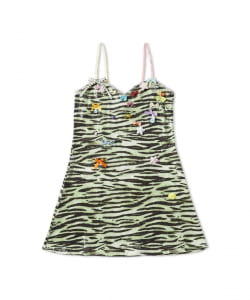 taottao / Green Zebra Sequin Sprinkle Cake Mini Dress