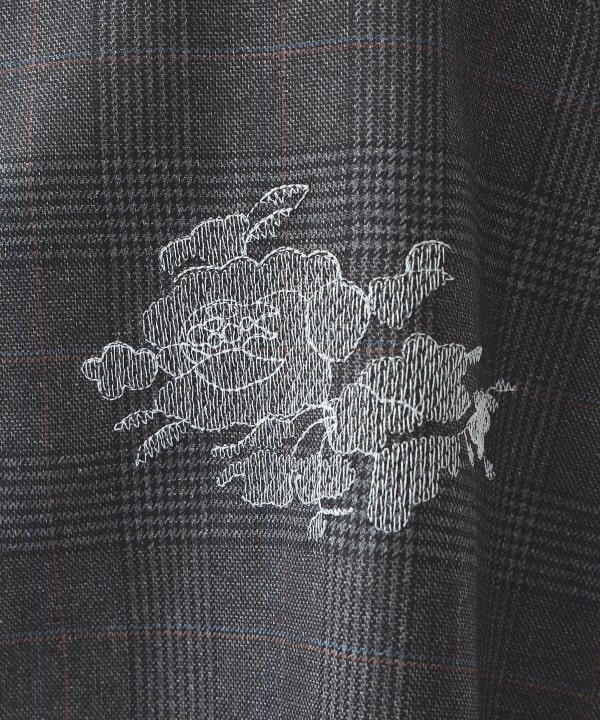 チェック 刺繍 ミニ ワンピース