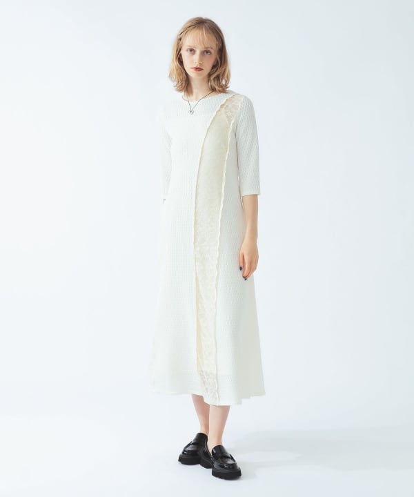 【+10%ポイントUP】レース キリカエ ジャカード ワンピース
