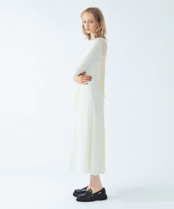 【+10%ポイントUP】レース キリカエ ジャカード ワンピース