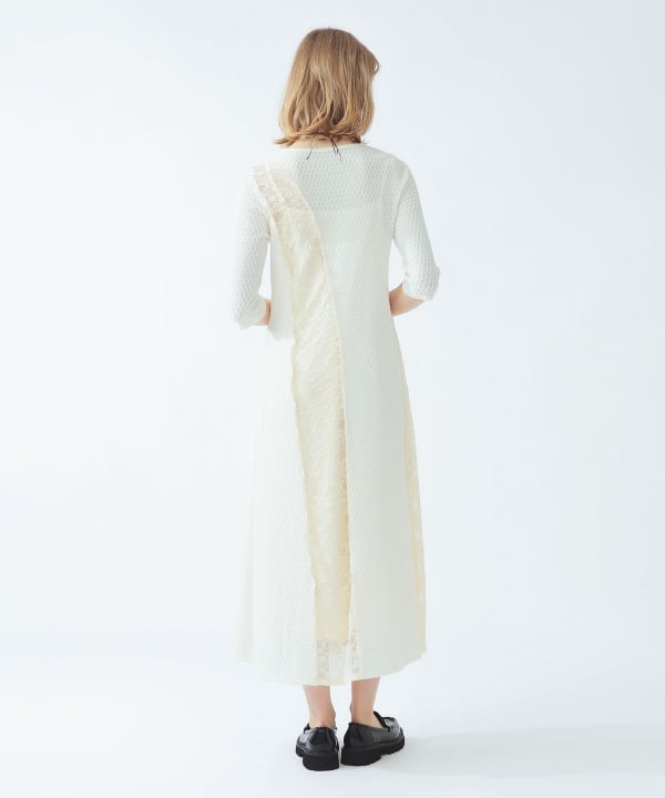 【+10%ポイントUP】レース キリカエ ジャカード ワンピース