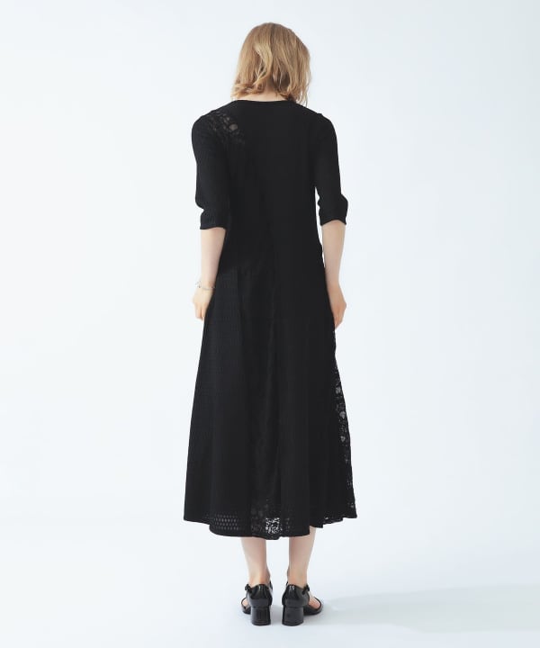 【+10%ポイントUP】レース キリカエ ジャカード ワンピース