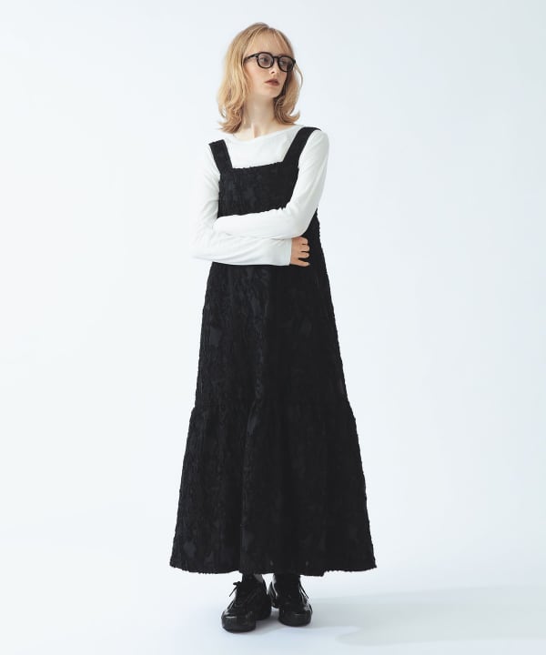 Jacquard tiered camisole dress