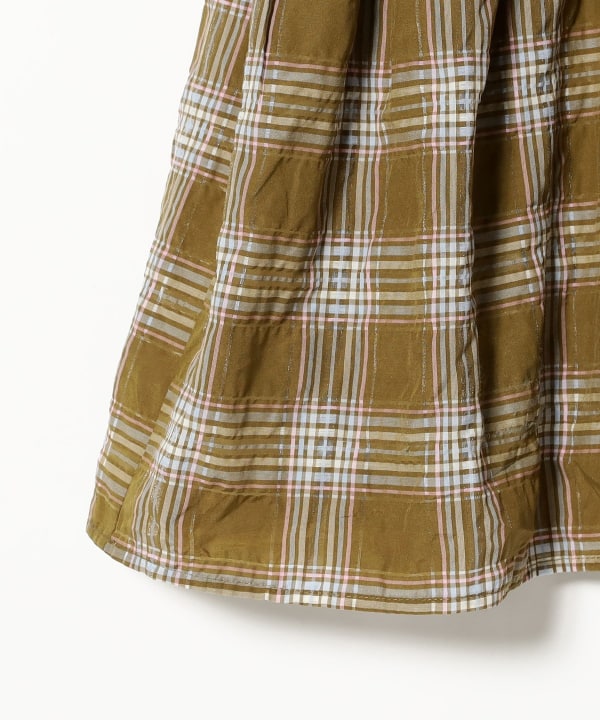 GHOSPELL / Fern Check Ruched Mini Dress