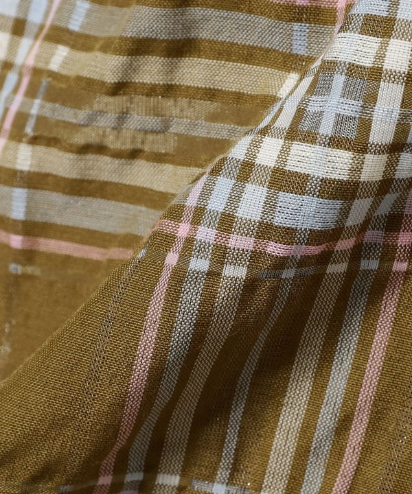 GHOSPELL / Fern Check Ruched Mini Dress