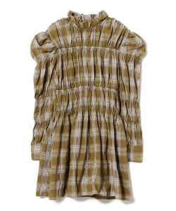 GHOSPELL / Fern Check Ruched Mini Dress
