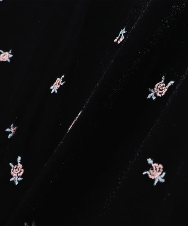 フラワー 刺繍 ベロア ワンピース