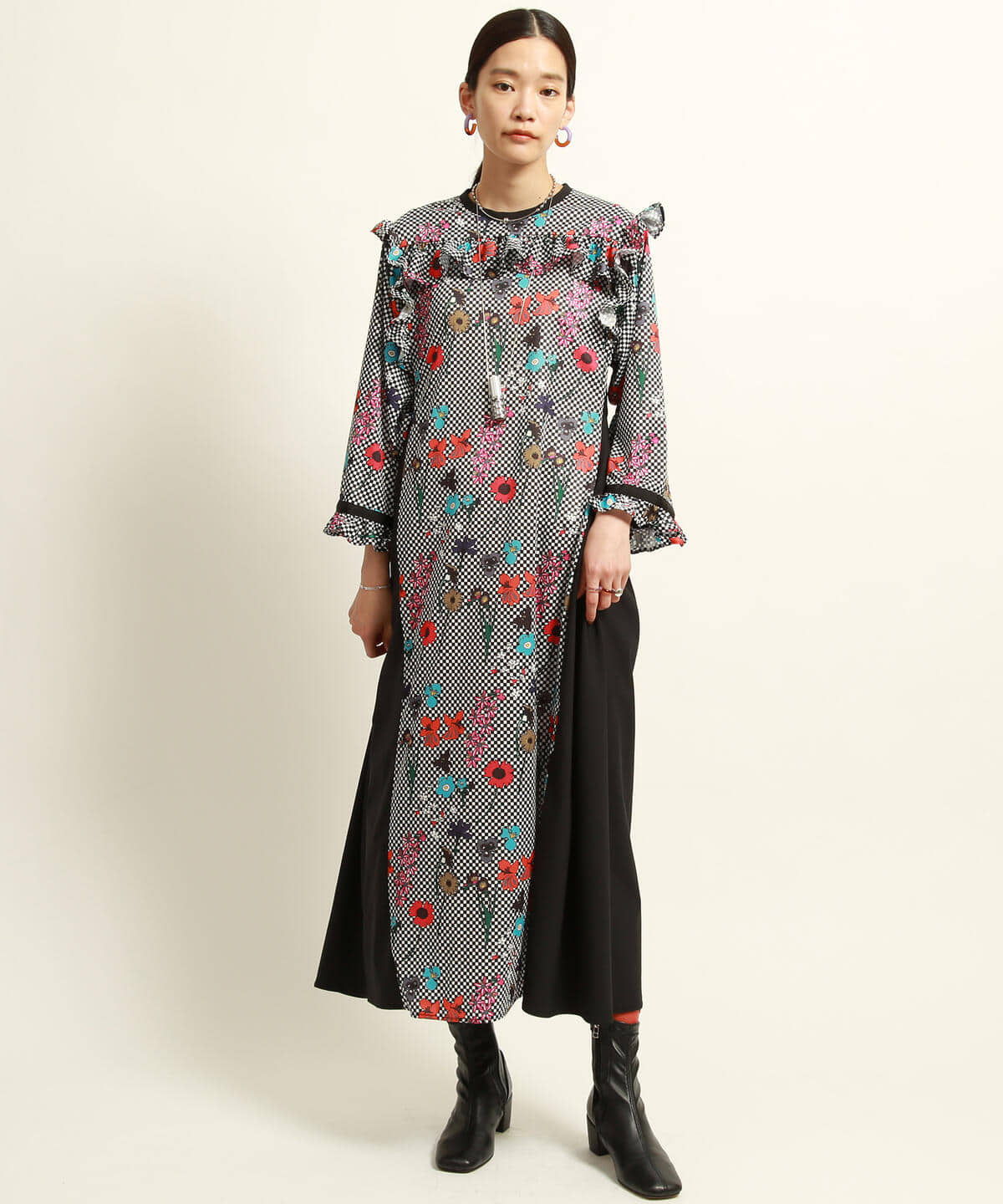 Ray Beams レイ ビームス Noma T D Ray Beams 別注 フラワー チェック ドレス ワンピース ワンピース 通販 Beams