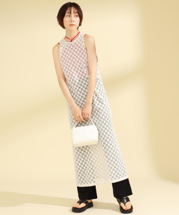 Ray Beams レイ ビームス Ray Beams チェッカー チュール ノースリーブ ワンピース ワンピース ワンピース 通販 Beams