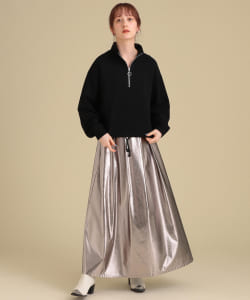 Ray BEAMS / 女裝 金屬色 打褶 傘狀裙
