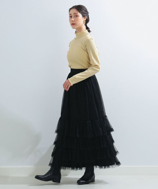 Ray BEAMS Ray BEAMS Ray BEAMS / Tulle Tiered Hem Skirt (Skirt Maxi