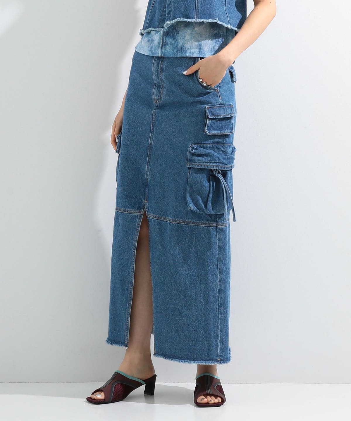 デニム カーゴ スカート スカート WOMEN BLUE 0 デニム カーゴ スカート スカート WOMEN BLUE 0