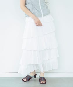 Ray BEAMS / 女裝 透膚 方格紋 層次 長裙
