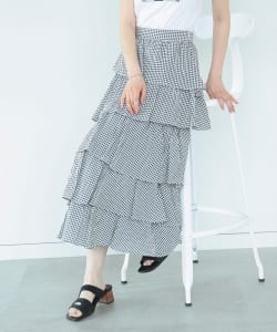 Ray BEAMS / 女裝 透膚 方格紋 層次 長裙
