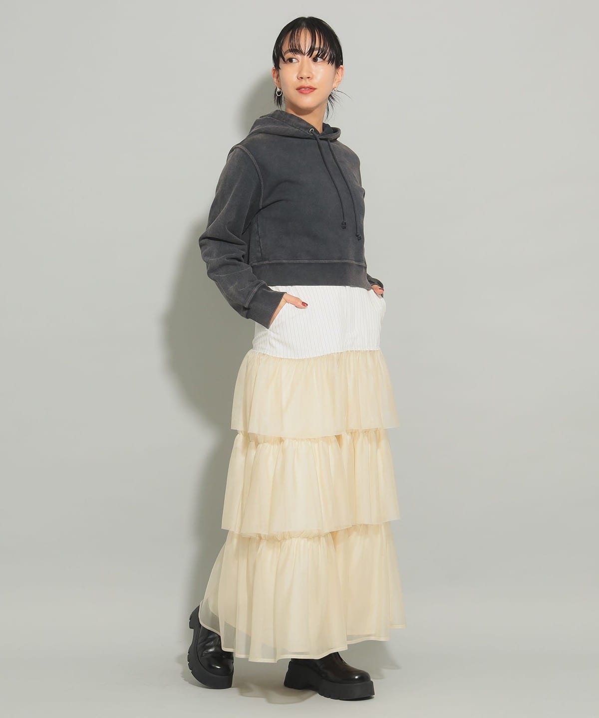 Ray BEAMS Ray BEAMS Sheer Tiered Skirt (Skirt, Maxi/Long